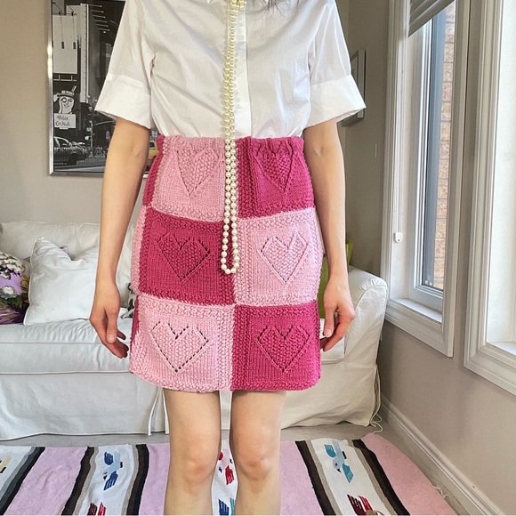 Redesigned heart granny square knit short skirt - Picture 6 of 15